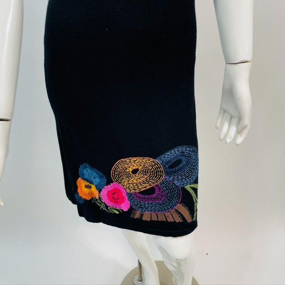 Desigual Black Knit Floral Embroidered Dress - Picture 3 of 8